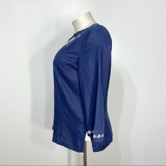 Peck & Peck Weekend 100% Linen Embroidered Tunic - Picture 4 of 7